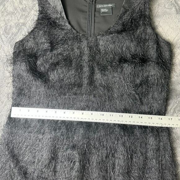 Armani exchange Little Black Dress. Leather accents and sparkly Fringe. Unique! - Picture 5 of 16